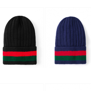 Gorros de invierno de punto grueso con puño a rayas, personalizables con logo, unisex, cálidos y térmicos, al por mayor - Product Image 1