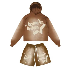 Conjunto Deportivo Personalizado de Felpa Francesa para Hombre, Corte Ajustado, con Logotipo Estampado, Sudadera con Capucha y Pantalones Cortos, para Invierno, Tallas Grandes - Product Image 5