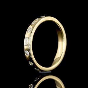 IGI Certified 0.75 Carat Fancy Shape Diamond Band Flush Bezel Set Marquise Round Princess Cut Gold Wedding Ring Factory Price - Product Image 2
