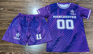ชุดเสื้อฟุตบอลชายพร้อมกางเกงขาสั้น พิมพ์ลายแบบ Sublimation ชุดฟุตบอลสั่งทำได้ พร้อมชื่อทีมและหมายเลข แห้งเร็ว รับผลิตตามสั่ง ขายส่ง - Product Image 3