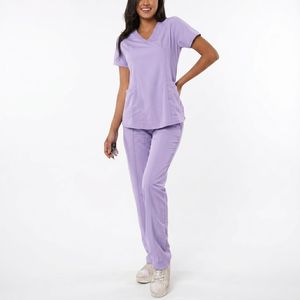 Tenues Médicales de Qualité Supérieure pour Femmes, en Coton Tricoté 100% Respirant et à Séchage Rapide, Ensembles d'Uniformes d'Hôpital avec Pantalons Jogging - Product Image 5