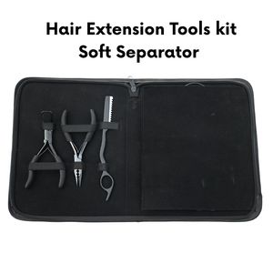Kit d'outils pour extensions capillaires : Pince à sertir les micro-perles, Extracteur de perles, Crochet à boucle, Aiguilles courbées, Ciseaux, Peigne à queue, Pinces bec de canard, Rasoir - Product Image 5