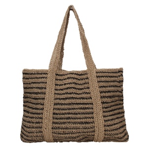 Haute couture femmes Jute fait à la main Crochet motif géométrique fermeture ouverte fourre-tout sac à bandoulière Logo personnalisé dans un style naturel - Product Image 4