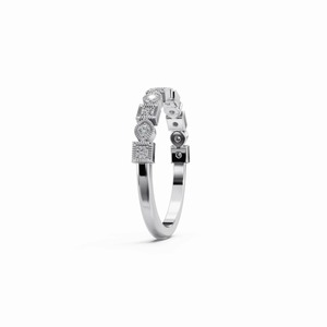 18K White Gold Lab Grown Diamond Mixed Shape <b>Open</b> Cuff <b>Ring</b> IGI Certified Adjustable - Product Image 4