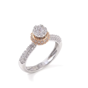 1.00 TCW Real Diamond Cluster Engagement <b>Ring</b> | 14K Multi-Tone Gold Round Brilliant Cut Prong <b>Set</b> Bridal Wedding Fine Jewelry - Product Image 3