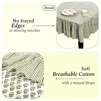 Nappe florale à volants en coton imprimé à la main, style bohème, vintage, pour table de salle à manger, idéale pour fêtes et mariages