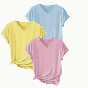 Camiseta de Mujer Talla Grande, Holgada, de Forro Polar, Secado Rápido, Ligera, para Primavera/Verano, Informal, con Cuello Redondo, Manga Corta, Lisa - Product Image 1