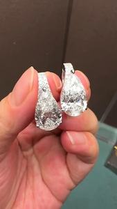 2+2CT Pear Shaped Lab Grown <b>Diamond</b> Drop <b>Earrings</b> | IGI Certified E VS <b>Diamond</b> <b>Dangle</b> <b>Earrings</b> | 14K White Gold Bridal Jewelry - Product Image 4