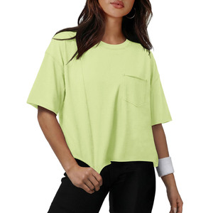 Camiseta y Pantalones Cortos de Mujer 100% Algodón con Logotipo Bordado Personalizado en 3D, Camisetas Casuales de Punto Estampadas - Product Image 4