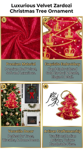 Ornement de Noël suspendu en velours rouge de luxe, brodé et perlé, décoration festive, décoration de maison pour les fêtes, cadeau - Product Image 6