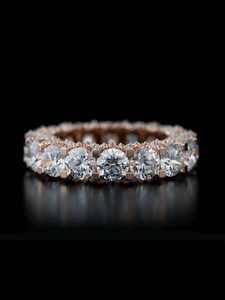 925 <b>Sterling</b> <b>Silver</b> Moissanite Eternity <b>Ring</b> Round Brilliant Cut Prong <b>Set</b> Band for Wedding Anniversary - Product Image 2