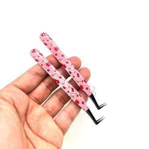 Pinzas para Pestañas con Estampado de Cerezas, Agarre Fuerte, 90 Grados, Logotipo Personalizado, Acero Inoxidable Sostenible, Punta Puntiaguda, Sin Fibra - Product Image 5