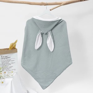 Serviette de bain à capuche en coton rose pour enfants, couleur unie, douce pour la peau, lavable en machine, serviette à capuche pour enfants - Product Image 2