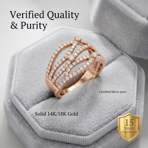 Élégante bague large en or rose 18 carats avec diamants naturels, pour les détaillants, échantillonnage rapide en 5-7 jours - Product Image 4