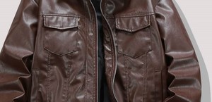 Veste de moto en cuir véritable marron pour homme de haute qualité, fermeture éclair, coupe ajustée, pour l'automne - Product Image 3
