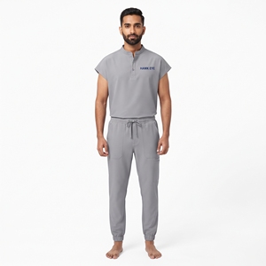 Ensemble de blouses et pantalons unisexes Hawk Eye gris en polyester tricoté pour hôpital, tenue de travail confortable en deux pièces - Product Image 6