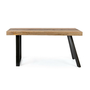 Table à manger en bois massif, fabriquée à la main, écologique, de style industriel moderne, avec pieds en métal, forme rectangulaire, 6 places, design stable - Product Image 2