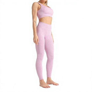 Custom Logo 3 Piece Yoga Set Nylon Spandex Long Sleeve Zip Jacket Sports Vest <b>High</b> <b>Waist</b> <b>Flared</b> Pants Workout Gym Fitness Wear - Product Image 6