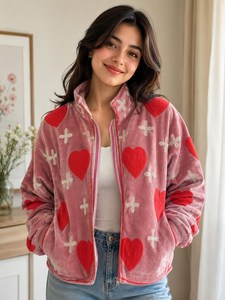Chaqueta Suzani para Mujer con Bordado de Corazón, Estilo Artesanal, Arte Folclórico Tradicional con un Toque Bohemio Moderno - Product Image 1
