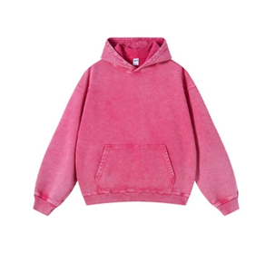 เสื้อฮู้ดโอเวอร์ไซส์สีชมพูแบบยูนิเซ็กซ์ แขนยาว ทรงปกติ สีพื้น มีกระเป๋า สวมใส่สบายๆ สำหรับฤดูใบไม้ร่วง ผลิตจากผ้าฝ้าย 100% แบบเฟรนช์เทอร์รี่ถัก - Product Image 1