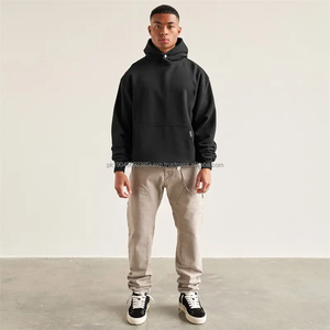 Sweat à capuche à double couche surdimensionné et lourd sans ficelles 50% coton 50% polyester 400gsm sweats à capuche en polaire - Product Image 2