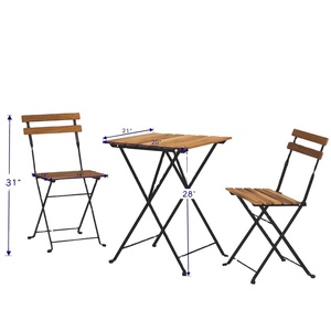 Juego de bistró de madera de acacia de estilo francés moderno con componentes de plástico para jardín, patio, sala de estar mesas al aire libre para, uso en Hotel - Product Image 5