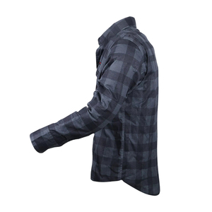 Men's Full Sleeve Plaid Flannel <b>Shirt</b> <b>Flame</b> Retardant Motorcycle Armor Protection Black Gray Checkered Design All Seasons Wear - Product Image 2