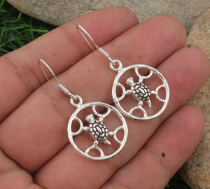 Boucles d'oreilles pendantes tortue en argent sterling 925, thème océan, vie marine, bijoux de luxe pour femmes et filles, vente en gros pour fêtes - Product Image 4