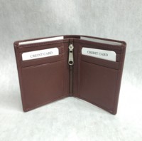 Dompet Kulit Sapi Vintage Berkualitas Tinggi dengan Kantong Depan, Resleting, Tempat Kartu Kredit, Koin, dan ID, Anti RFID, Murah, MOQ Rendah, Cocok untuk Semua Musim, Model Pendek