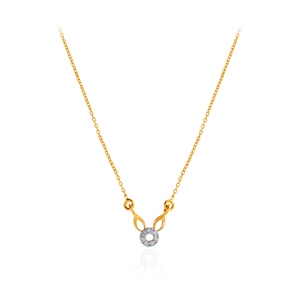 Pendentif en or jaune 14 carats pour femme, diamant taille brillant rond minimaliste, bijou tendance pour le quotidien, couleur H - Product Image 1