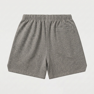 Pantalones Cortos de Punto de Algodón Premium, Color Gris Cemento, Corte Holgado, Cintura Elástica con Cordón Ajustable, Tejido Jersey Grueso, Directo de Fábrica - Product Image 4