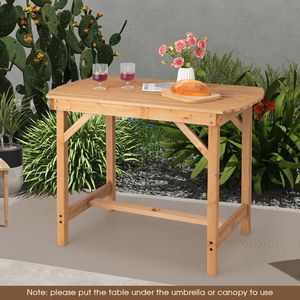 Tavolo da Pranzo da Esterno in Legno di Abete con Foro per Ombrellone per Giardino, Fattoria, Campeggio - Product Image 4