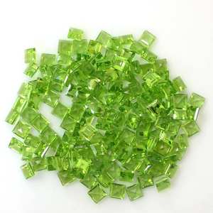 Pierre précieuse de péridot vert naturel, taille princesse carrée, facettée, 3 mm, calibrée, pour la fabrication de bijoux - Product Image 4