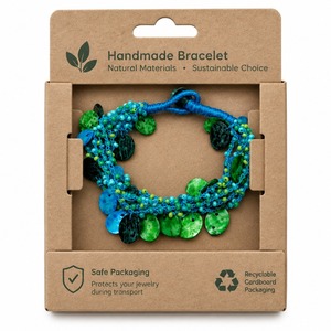 Bohemian Shell Beaded Bracelet Green Blue Plant Pattern Unisex Jewelry - Product Image 5