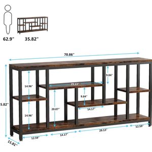 Étagère de présentation industrielle à 4 niveaux en bois d'acacia massif naturel de luxe avec cadre en métal noir pour le salon, le bureau, l'hôtel, le rangement - Product Image 5