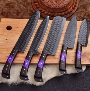 Impresionante juego de cuchillos de chef de 3 piezas de acero inoxidable hechos a mano con mango de madera de resina y núcleo de acero, kit de cuero para mano derecha - Product Image 4