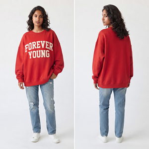 Sweat-shirt à col rond surdimensionné pour femmes, sweat-shirt personnalisé avec broderie sur le devant, t-shirt d'hiver en molleton 100% coton pour femmes - Product Image 4