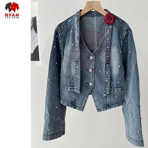 Ryan Pro Gear <b>Customized</b> <b>Denim</b> <b>Jacket</b> For Women Breathable and Comfortable Fabric with <b>Customized</b> Logo OEM Design - Product Image 2
