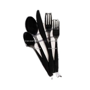 ชุดเครื่องใช้บนโต๊ะอาหารสแตนเลสแบบใช้แล้วทิ้ง5-Pcs หรูหราชุดเครื่องใช้บนโต๊ะอาหารสำหรับรับประทานอาหารในร้านอาหารทำโลโก้ได้ตามต้องการ - Product Image 1