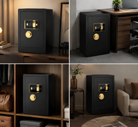 Caja Fuerte Negra de 80 cm con Huella Dactilar y Código Digital, Acero Laminado en Frío, Anti-robo, para Hogar y Oficina