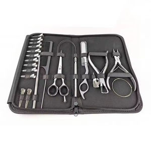 Kit de herramientas para extensiones de cabello, juego profesional de acero inoxidable con tijeras, peine, clips y pinzas para instalación y extracción - Product Image 1