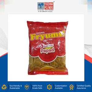 Sachet d'emballage pour Fryums de qualité supérieure, le plus vendu, en PET + FILM HAUTEMENT RENFORCÉ DE METALOCÈNE, de qualité alimentaire, à scellage central, d'origine Inde - Product Image 2
