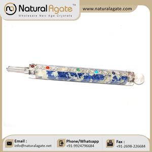 Baguette tibétaine en cristal de quartz d'artisanat de pierre semi-précieuse pour le style de mascotte de guérison de méditation - Product Image 2