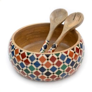 Bol à salade en bois écologique, taille et design personnalisés, bol de service émaillé, décoration de table, vaisselle de cuisine, plateaux à fruits en bois - Product Image 4