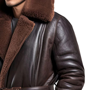 Abrigo de Invierno para Hombre HARAZ INTERNATIONAL, Chaqueta de Cuero Genuino con Forro de Piel Sintética, Impermeable y Transpirable - Product Image 5