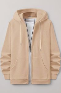 Sudadera con capucha y cremallera para hombre, estilo moderno, de otoño, tela de algodón, con bolsillo canguro bordado, chaqueta deportiva - Product Image 4