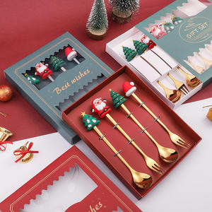 Christmas Gift 4PCS Stainless Steel Teaspoon Set Decorative Handle Tea <b>Coffee</b> <b>Spoons</b> with Gift Box - Product Image 4