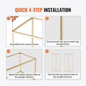 2 pièces, 31,5 pouces de haut, Colonne de vase géométrique en métal doré, Support floral de mariage et Présentoir floral rectangulaire pour décorations de table - Product Image 5