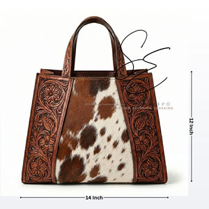 Bolso Tote de Cuero Grabado a Mano Estilo Western, Bolso de Vaquera con Doble Asa Superior, Amplio Bolso de Oficina para Mujer - Product Image 3