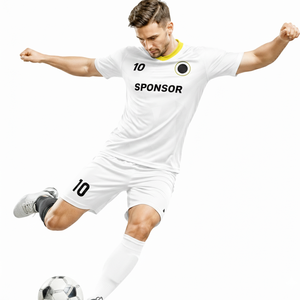 Uniforme de Fútbol Blanco Profesional, Transpirable, de Alta Demanda, con Conjunto de Pantalones Cortos, Se Acepta Logotipo Personalizado en la Parte Delantera - Product Image 2